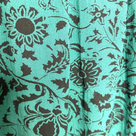 Knox Rose Wms XL Green Black Floral Tunic Popover Boho Dark Cottagecore Peasant - Picture 5 of 7